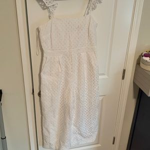J.Crew white eyelet jumpsuit, ruffle sleeve
